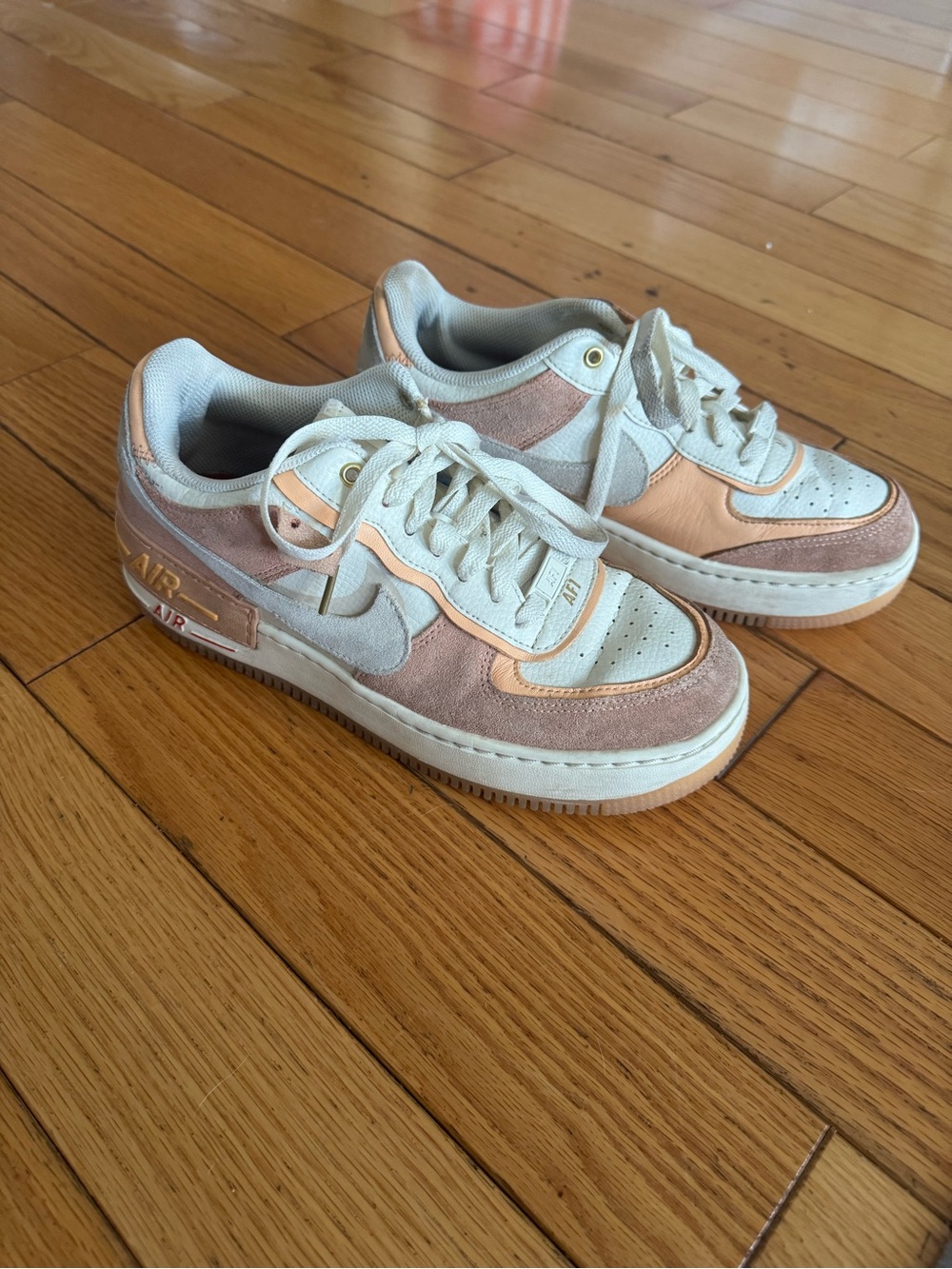 Nike Peach and Cream Layered Air Force 1 Sneakers